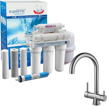 7 Stufen Umkehrosmoseanlage Supreme inkl. 4 Wege Wasserhahn Rainbow Plus Chrom