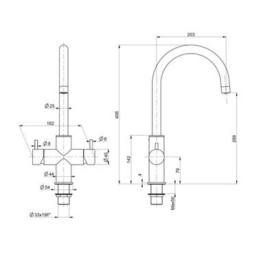Designer 5-Wege-Wasserhahn CUCINA UNICA, Edelstahl Massiv - Photo preview 1