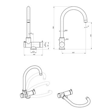 Designer Drei-Wege-Wasserhahn-Fensterarmatur ACROBAT, Onyx - Photo preview 1