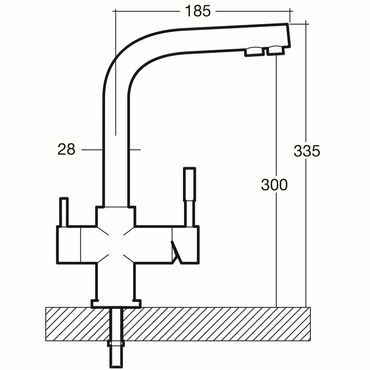 Drei-Wege-Wasserhahn MERCURY, Chrom für AMWAY eSpring Wasserfilter geeignet  - Photo preview 0