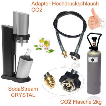 Wassersprudler SODASTREAM CRYSTAL + CO2 Adapter + 2kg Eigentumsflasche CO2 - Photo preview 3