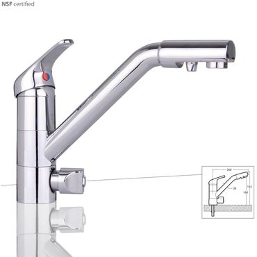 3-Wege-Wasserhahn JUPITER, Chrom für AMWAY eSpring Wasserfilter geeignet