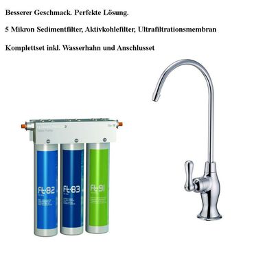 AORA FT-LINE 3. Aktivkohle-Wasserfilter-System mit UF-Filtration mit Einweg Wasserhahn OSLO Chrom - Photo preview 0