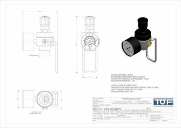CO2 Druckminderer geeignet für Sodastream Zylinder Flaschen 5,5 bar. Anschluss Ausgang: 1/8″ IG - Photo preview 2