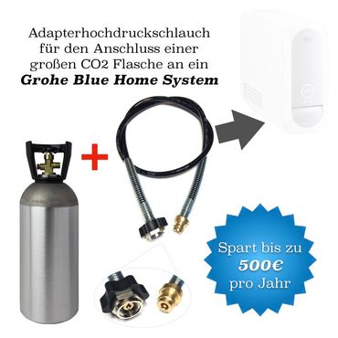 Adapter-Hochdruckschlauch inkl. CO2 Flasche 2 kg geeignet für Wassersprudler Grohe Blue Home - Photo preview 8