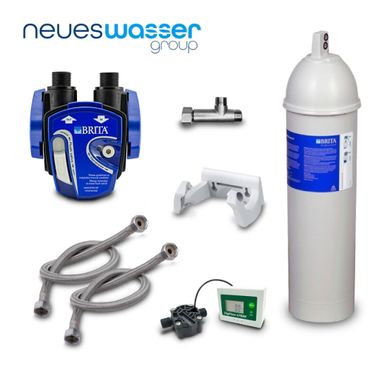 Untertisch-Wasserfilter: Brita Purity C 300 Quell ST Filter, Brita Filterkopf, Flexschlauch, Wandhalterung, Eckventil-Adapter. Ideal für Gastronomie! - Photo preview 0