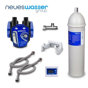 Untertisch-Wasserfilter: Brita Purity C 300 Quell ST Filter, Brita Filterkopf, Flexschlauch, Wandhalterung, Eckventil-Adapter. Ideal für Gastronomie! - Photo preview 0