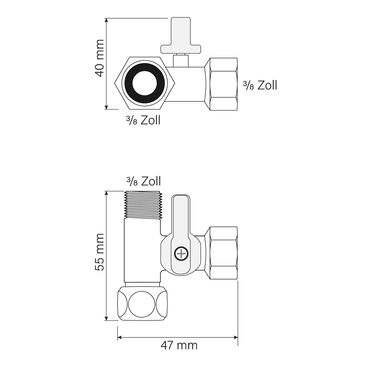 Absperrhahn Absperrventil Adapter T-Stück verschiedene Größen zum Anschluss von Wasserfilter - Photo preview 6