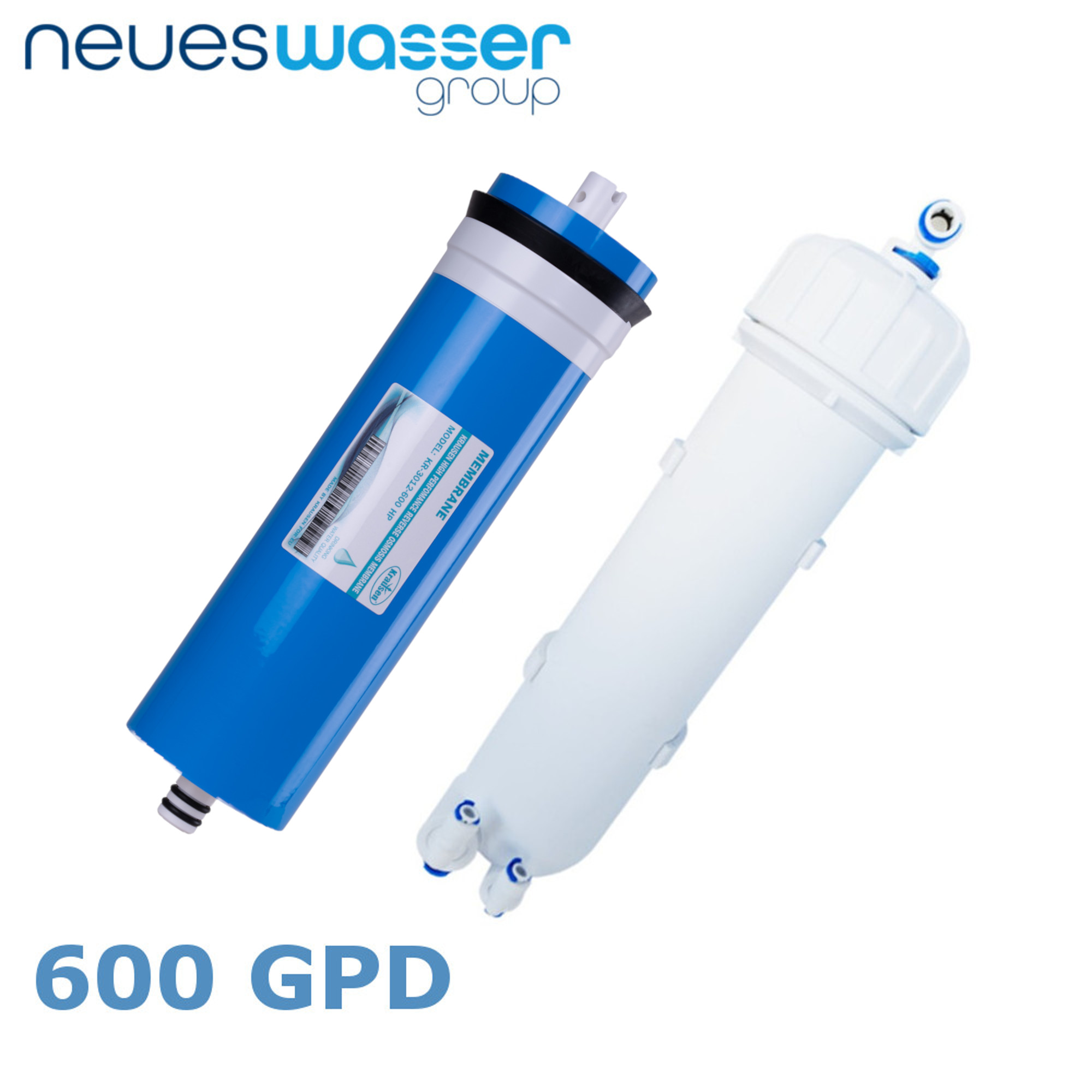 Neues Wasser Group Membraan 600 GPD membraanbehuizing incl. aansluitfitting en houder voor osmose-installaties omgekeerde osmose-membraan waterfilter osmose-filter
