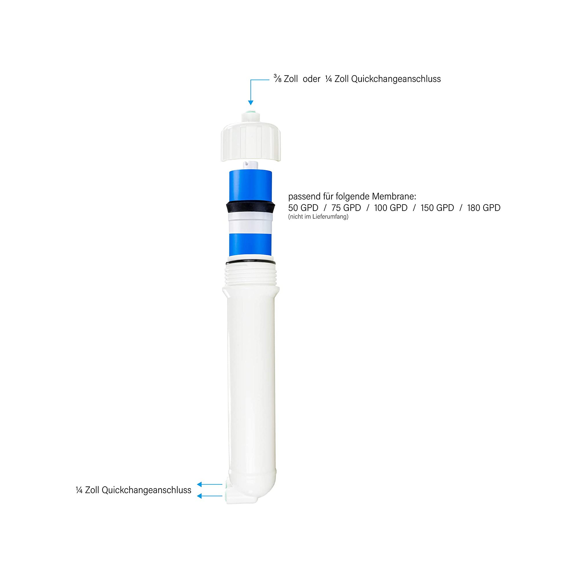 Membrane Gehäuse für Umkehrosmose-Membrane 50 GPD / 75 GPD / 100 GPD / 150 GPD / 180 GPD - Photo 3