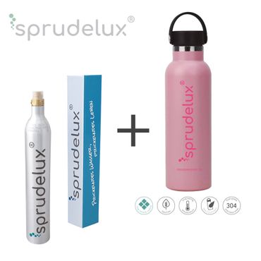 SPRUDELUX® Thermo-Trinkflasche BPA-frei Edelstahl 304 Keramik Flasche beschichtet inkl. CO2 Zylinder für SodaStream - Photo preview 0