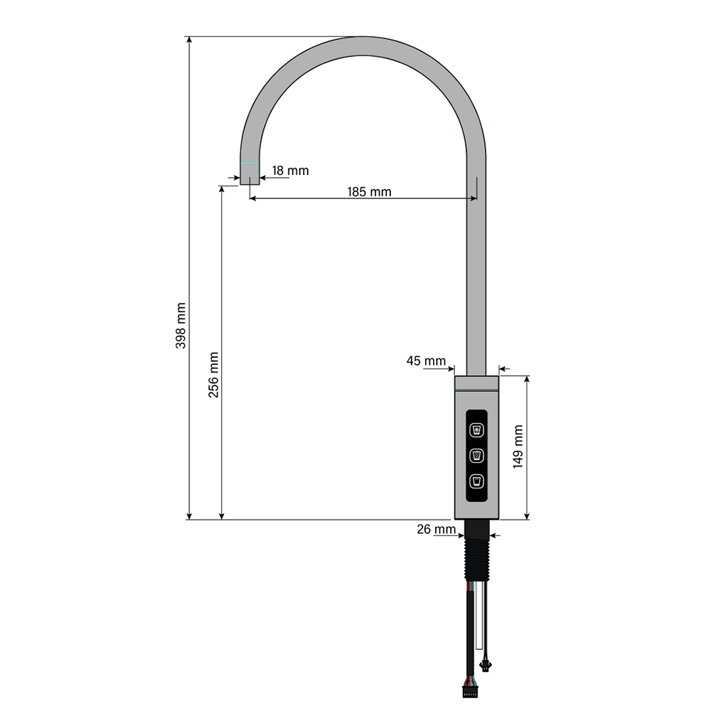 Untertisch-Trinkwassersystem INOX inkl. 3-Wege-Touch-Zusatzarmatur C- / U-Auslauf - Photo 4