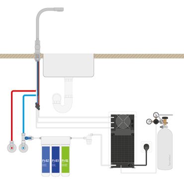 Untertisch-Tafelwassersystem SPRUDELUX® POWER SODA inkl. 5-Wege-Armatur LUXURY 59 cm - Photo preview 7