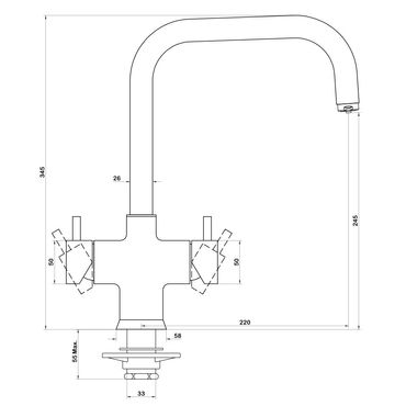 Untertisch-Tafelwassersystem SPRUDELUX® INOX inkl. 5-Wege-Armatur NOBIUS U-Auslauf - Photo preview 4