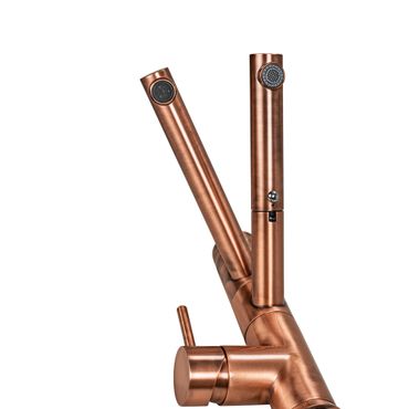 3-Wege-Wasserhahn mit ausziehbarer Brause CUCINA IDEALE, Kupferoptik gebürstet - Photo preview 1