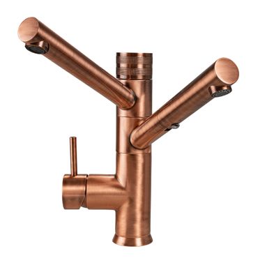 3-Wege-Wasserhahn mit ausziehbarer Brause CUCINA IDEALE, Kupferoptik gebürstet - Photo preview 7