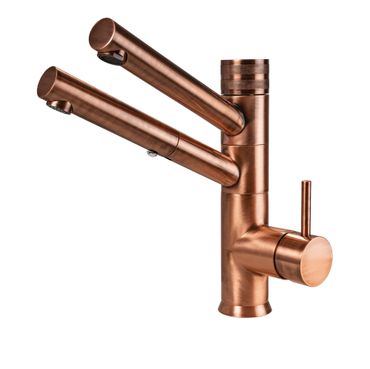 3-Wege-Wasserhahn mit ausziehbarer Brause CUCINA IDEALE, Kupferoptik gebürstet - Photo preview 4
