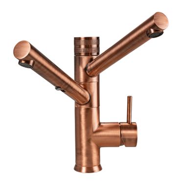 3-Wege-Wasserhahn mit ausziehbarer Brause CUCINA IDEALE, Kupferoptik gebürstet - Photo preview 5
