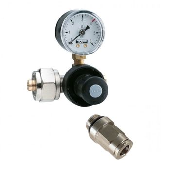 CO2 Druckminderer für Mehrwegflaschen bis zu 5,5 bar EU Standard Norm Anschluss inkl. Schlauchadapter - Photo preview 1
