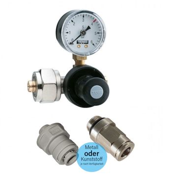 CO2 Druckminderer für Mehrwegflaschen bis zu 5,5 bar EU Standard Norm Anschluss inkl. Schlauchadapter - Photo preview 0