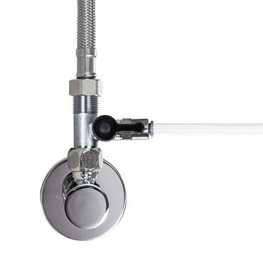 Absperrhahn Absperrventil Adapter T-Stück 3/8 AG x 1/4 QC x 3/8 ÜM zum Anschluss von Wasserfilter - Photo preview 0