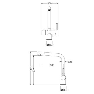 Designer 4-Wege-Wasserhahn CRYSTAL Schwarz Matt 4in1 - Photo preview 0