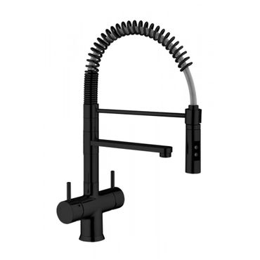 5-Wege-Armatur LUXURY Spiralfederwasserhahn Full-Black mit Brause Wasserhahn - Photo preview 1