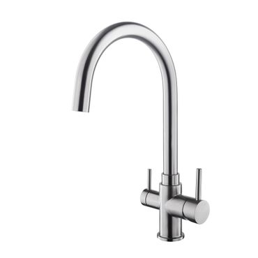 VALERIA INOX 4 Wege Wasserhahn aus Edelstahl | 360° drehbare Küchenarmatur aus massiven 304 Edelstahl - Photo preview 0