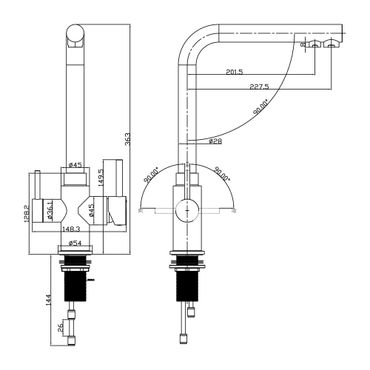 AVANTGARDE INOX 4 Wege Wasserhahn aus Edelstahl | 360° drehbare Küchenarmatur aus massiven 304 Edelstahl - Photo preview 1