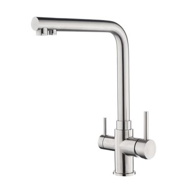 AVANTGARDE INOX 4 Wege Wasserhahn aus Edelstahl | 360° drehbare Küchenarmatur aus massiven 304 Edelstahl