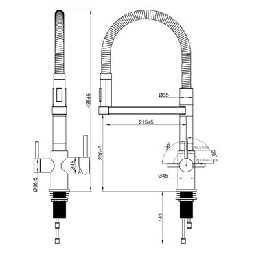STATEMENT INOX 4 Wege Wasserhahn aus Edelstahl | 360° drehbare Küchenarmatur aus massiven 304 Edelstahl | Spiralfederarmatur  - Photo preview 1