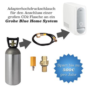 Adapter-Hochdruckschlauch für größere CO2 Flaschen geeignet für unterschiedliche Wassersprudler, Sodastream, Grohe, Soda Max, etc. - Photo preview 2
