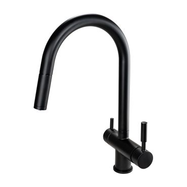 NAOMI FULL BLACK 3 Wege Wasserhahn mit einer echten ausziehbaren Brause kompatibel mit Wasserfiltern aller Art. - Photo preview 4
