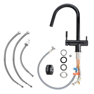 NAOMI FULL BLACK 3 Wege Wasserhahn mit einer echten ausziehbaren Brause kompatibel mit Wasserfiltern aller Art. - Photo preview 5
