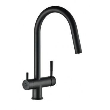 NAOMI FULL BLACK 3 Wege Wasserhahn mit einer echten ausziehbaren Brause kompatibel mit Wasserfiltern aller Art. - Photo preview 0