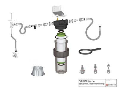 Sparset CARBONIT VARIO HP Küche Wasserfilter + Dreiwege Wasserhahn MINIMAL Chrom + Wasseruhr - Photo 8