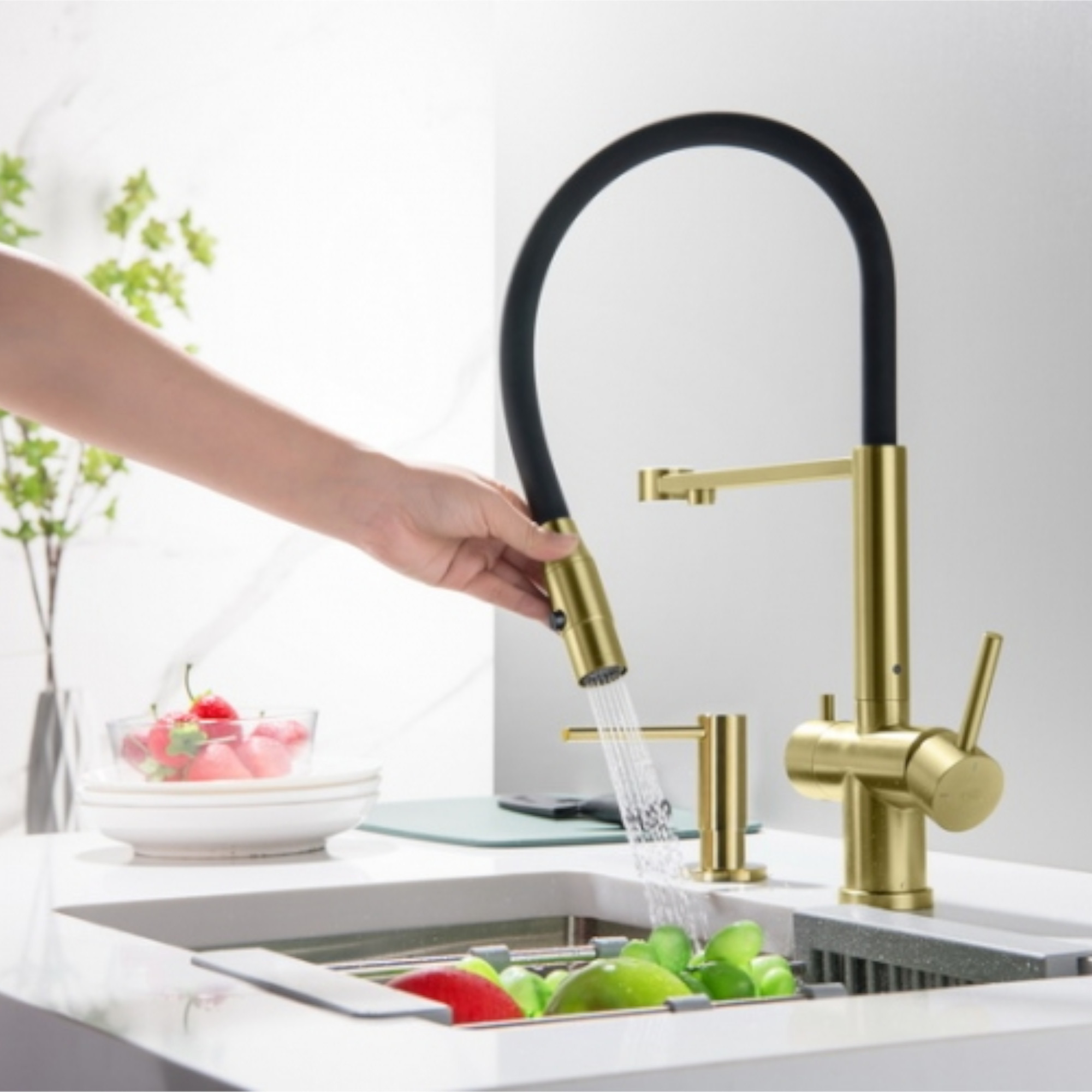 3-Wege-Armatur mit flexibler Brause TUSAR in Edelstahloptik oder FULL BLACK MATT - Photo 2