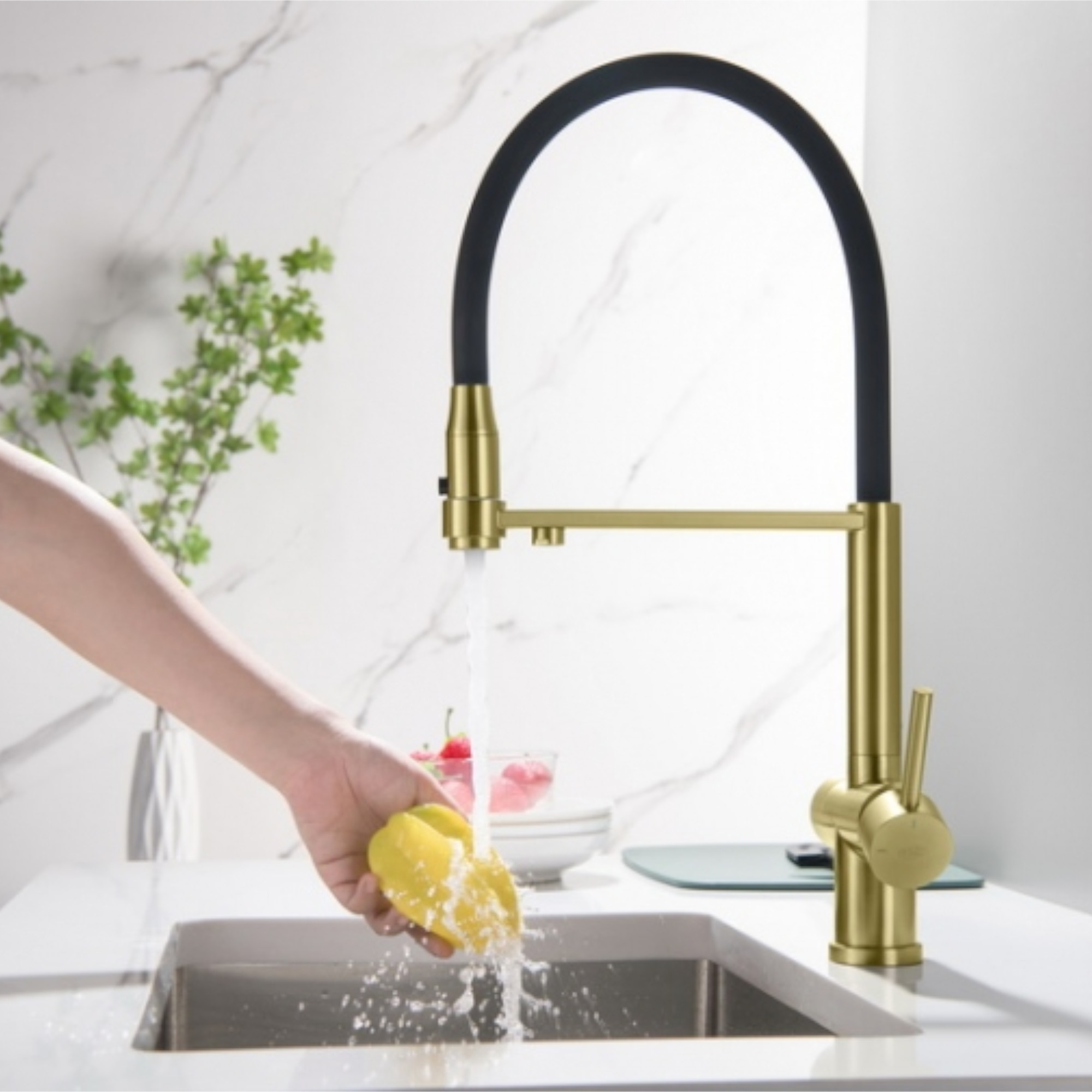 3-Wege-Armatur mit flexibler Brause TUSAR in Edelstahloptik oder FULL BLACK MATT - Photo 5