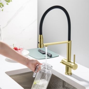 3-Wege-Armatur mit flexibler Brause TUSAR in Edelstahloptik oder FULL BLACK MATT - Photo preview 4