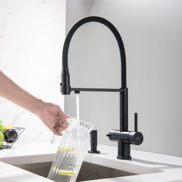 3-Wege-Armatur mit flexibler Brause TUSAR in Edelstahloptik oder FULL BLACK MATT - Photo preview 4
