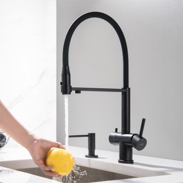 3-Wege-Armatur mit flexibler Brause TUSAR in Edelstahloptik oder FULL BLACK MATT - Photo preview 5