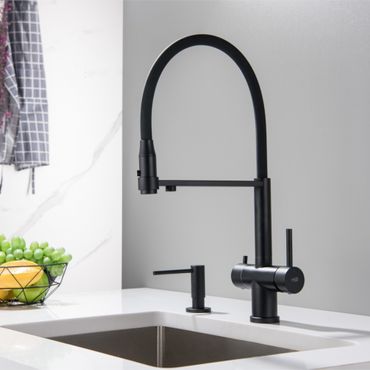 3-Wege-Armatur mit flexibler Brause TUSAR in Edelstahloptik oder FULL BLACK MATT - Photo preview 2