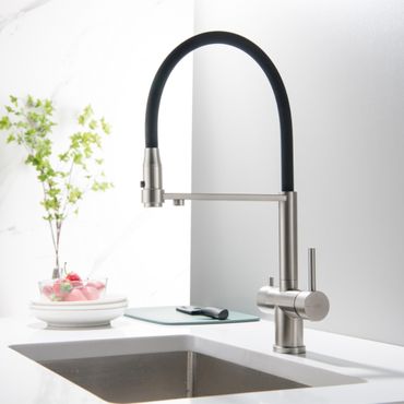 3-Wege-Armatur mit flexibler Brause TUSAR in Edelstahloptik oder FULL BLACK MATT - Photo preview 2