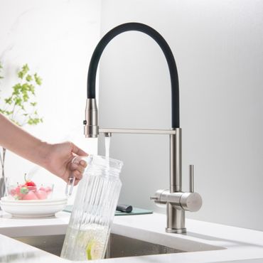 3-Wege-Armatur mit flexibler Brause TUSAR in Edelstahloptik oder FULL BLACK MATT - Photo preview 5