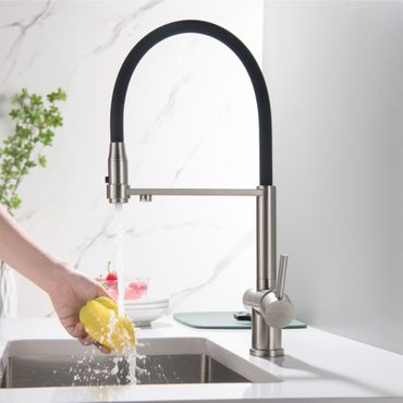 3-Wege-Armatur mit flexibler Brause TUSAR in Edelstahloptik oder FULL BLACK MATT - Photo preview 7