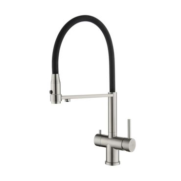 3-Wege-Armatur mit flexibler Brause TUSAR in Edelstahloptik oder FULL BLACK MATT - Photo preview 0