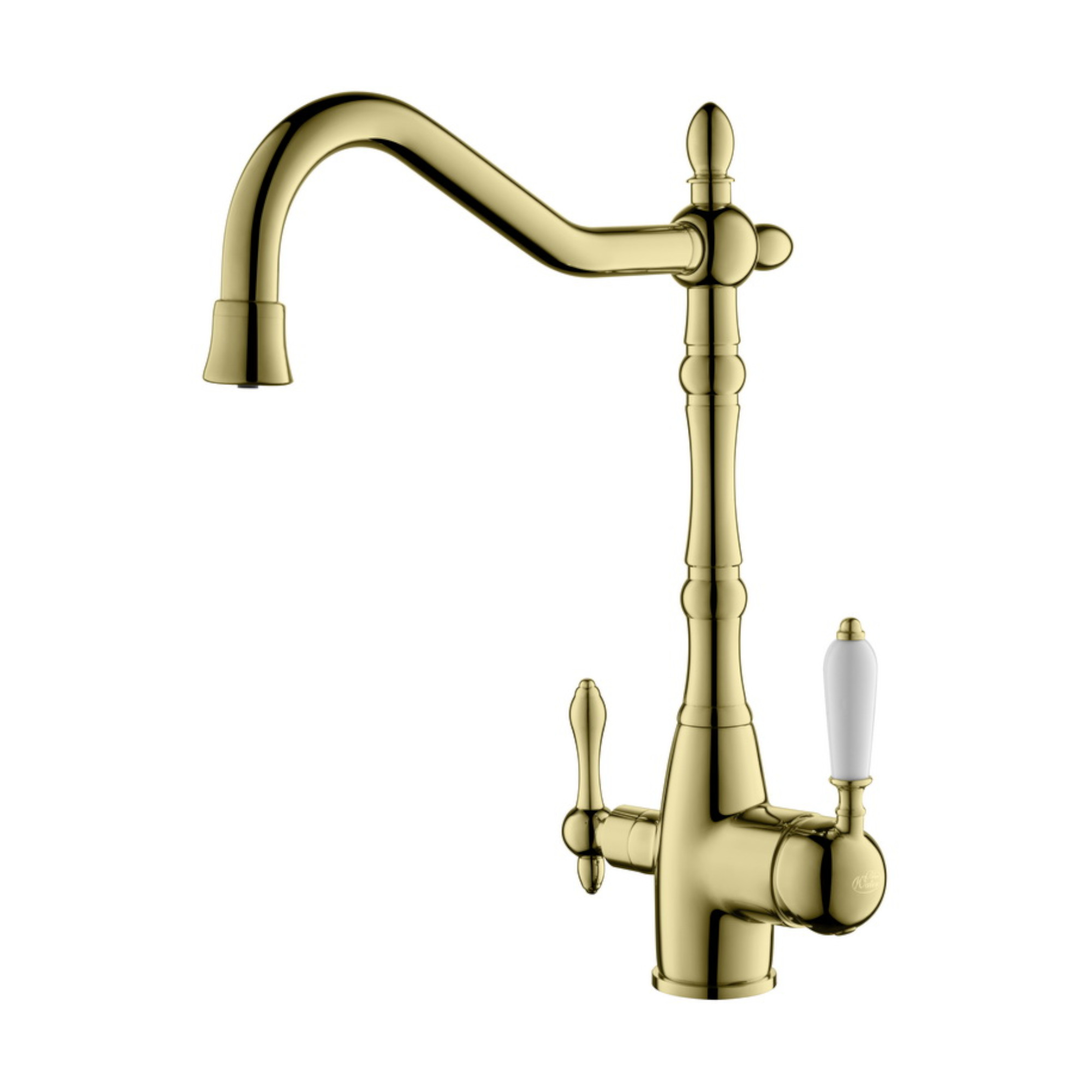 SAXO 3 Wege Wasserhahn im Landhausstil, Chrom, Gold, Antik Messing - Photo 0
