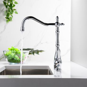 SAXO 3 Wege Wasserhahn im Landhausstil, Chrom, Gold, Antik Messing - Photo preview 4