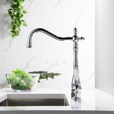 SAXO 3 Wege Wasserhahn im Landhausstil, Chrom, Gold, Antik Messing - Photo preview 6