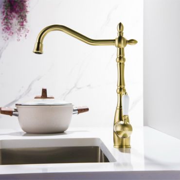 SAXO 3 Wege Wasserhahn im Landhausstil, Chrom, Gold, Antik Messing - Photo preview 6